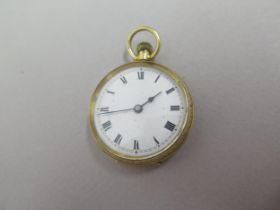 An 18ct yellow gold double cased fob watch, finely chased case - approx 3.4cm - seen working -