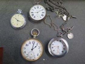 A sterling silver open face key would pocket watch London 1919, together with a sterling silver