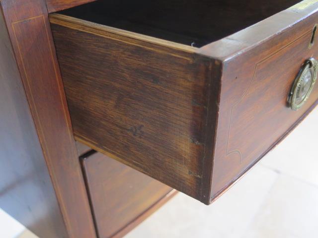 A Georgian mahogany and inlaid bow fronted Sheraton sideboard - in good condition with a good colour - Image 3 of 4