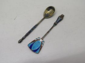 A Russian silver gilt and enamel spoon (hallmarked) with enamel in very good overall condition