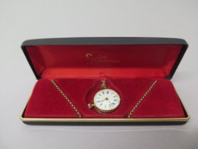 A 14ct yellow gold (hallmarked) fob watch - case approx 27mm - with gold plated chain