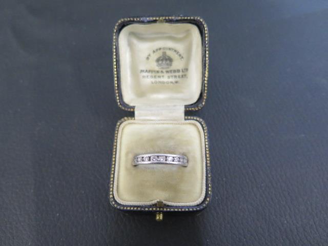 A platinum and diamond half eternity ring size L/M - weight approx 6.6 grams - with retailers - Image 4 of 4