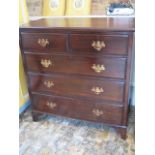 A circa 1900's stained satinwood chest of two over three graduated drawers on bracket feet - 107cm x