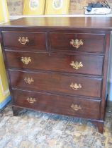 A circa 1900's stained satinwood chest of two over three graduated drawers on bracket feet - 107cm x