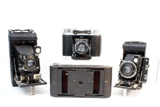 A Kodak Special, Kodak Bellows Camera, Ensign Commando, Ensign Folder - as found