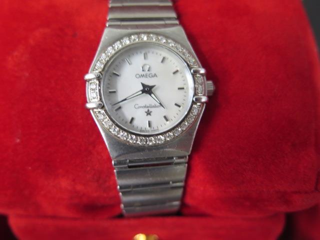 An Omega ladies Constellation wristwatch with diamonds set around the bezel - with box and papers - Image 2 of 5
