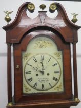 A 19th century longcase clock with a painted arched dial with second hand signed John Morgan,