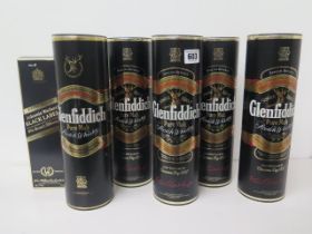 Six bottles of Scotch Whisky - Five Glenfiddich single malt Special Reserve and one Johnnie Walker