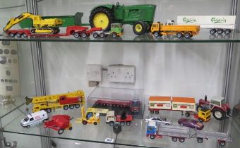 Assorted Siku Toys - A John Deere tractor and trailer and a Corgi fork lift