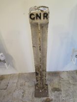 Great Northern Railway (GNR) cast iron boundary post removed from the East Coast Mainline at Sandy