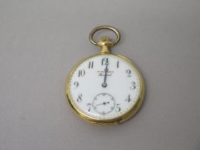 An 18ct yellow gold (hallmarked) Bornand pocket watch, double case, approx 48mm - working in the
