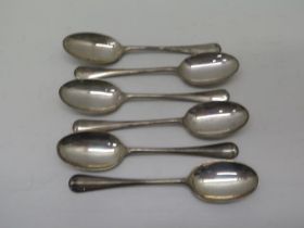 Six silver rat tail spoons, Viners Ltd Sheffield, five 1937, one 1934 - each approx 17.5cm - total