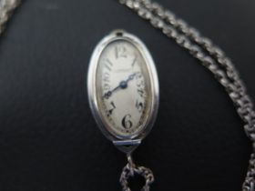 A Swiss early 20th century Belle Epoque platinum diamond and sapphire pendant watch, with finely