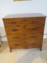 A 19th century mahogany 4 drawer on splayed feet - 100cm x 93cm x 47cm - good clean condition