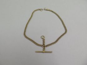 A 9ct rose gold watch chain and bar - length approx 38cm - weight approx 17.3 grams