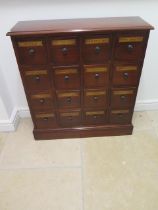 A mahogany 16 drawer chemists cabinet - Width 78cm x Height 83cm x Depth 25cm - handmade by a