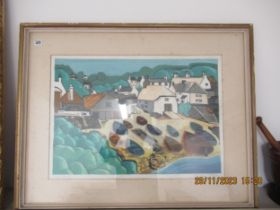 Graham Clarke 'Cadgwith' Limited Edition woodcut - Limited Edition 27/50 - signed to bottom