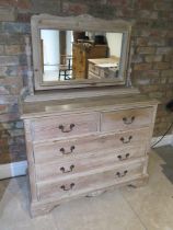 A pine dressing chest with two short over three long drawers - Width 105cm x Height 125cm