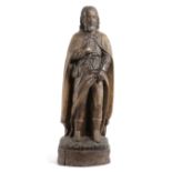 A CARVED OAK FIGURE OF ST ROCH PROBABLY 19TH CENTURY the bearded saint standing pointing to his left