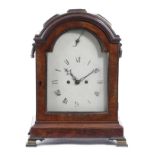 A GEORGE III MAHOGANY BRACKET CLOCK c.1770-80 the brass twin fusee eight day movement striking on