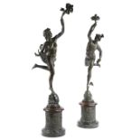 A PAIR OF FRENCH GRAND TOUR BRONZE FIGURAL LAMPS AFTER GIAMBOLOGNA (FLEMISH 1529-1608) AND FULCONIS,