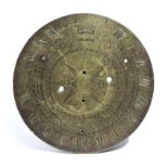 A BRASS SUNDIAL 18TH CENTURY engraved with a crowned armorial crest amongst foliage, Arabic minutes,