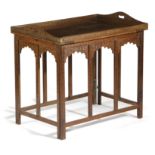 AN ANGLO-INDIAN HARDWOOD TRAY TABLE POSSIBLY LAHORE, EARLY 20TH CENTURY brass and copper inlaid with