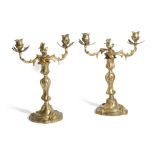 A PAIR OF FRENCH ORMOLU TWIN LIGHT CANDELABRA IN THE MANNER OF JUST-AURELE MEISSONNIER, PROBABLY