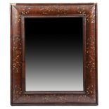 A WILLIAM AND MARY WALNUT AND MARQUETRY WALL MIRROR LATE 17TH CENTURY AND LATER the later plate with