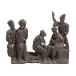 A CARVED OAK GROUP OF THE MOCKING OF CHRIST PROBABLY 18TH CENTURY Christ seated with a soldier