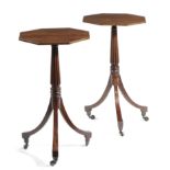 A PAIR OF MAHOGANY LAMP TABLES EARLY 19TH CENTURY AND LATER each with an octagonal fixed top on a