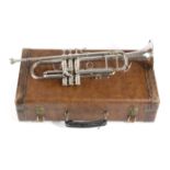 A BACH STRADIVARIUS MODEL 37 TRUMPET BY ELKHART INDUSTRIES, USA, MID 20TH CENTURY silver plated,