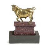 AN ITALIAN GILT BRONZE MODEL OF A PACING BULL AFTER GIAMBOLOGNA (FLEMISH 1529-1608), PROBABLY 18TH