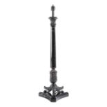A BRONZE AND BLACK MARBLE EMPIRE STYLE TABLE LAMP BY VAUGHAN, LONDON, MODERN the reeded sconce above