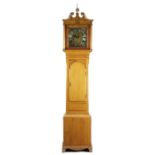 A PINE LONGCASE CLOCK 18TH CENTURY AND LATER the brass eight day movement with four turned and