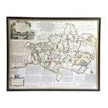 A MAP OF DORSETSHIRE DIVIDED INTO ITS HUNDREDS BY EMANUEL BOWEN, C.1750 'To the Right Honble Anthony