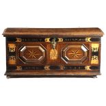A NORTH EUROPEAN OAK CHEST DANISH OR DUTCH, DATED '1783' inlaid with parquetry stars, a marquetry