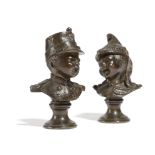 A PAIR OF FRENCH BRONZE BUSTS OF CHILD SOLDIERS LATE 19TH CENTURY one as a French Legionnaire, the