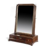 A GEORGE II MAHOGANY DRESSING TABLE MIRROR MID-18TH CENTURY with a bevelled plate and gilt slip, the