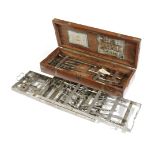 A MAHOGANY CASED SET OF CAMPAIGN SURGEON'S INSTRUMENTS BY DOWN BROS, LATE 19TH CENTURY brass