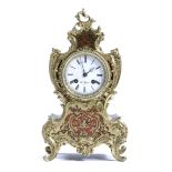 A FRENCH BOULLE MARQUETRY MANTEL CLOCK IN LOUIS XV STYLE, BY HENRY MARC, MID-19TH CENTURY the brass,