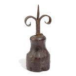 A LATE MEDIEVAL IRON PRICKET CANDLESTICK 15TH / 16TH CENTURY the central pricket with a pair of