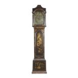 A GEORGE III JAPANNED LONGCASE CLOCK BY GEORGE JEFFERYS, CHATHAM the brass eight day movement with