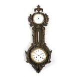 A VICTORIAN CAST IRON BAROMETER CLOCK BY J.J. WAINWRIGHT, BIRMINGHAM, LATE 19TH CENTURY with