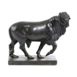 AN ITALIAN BRONZE MODEL OF A PACING BULL IN THE MANNER OF GIAMBOLOGNA (FLEMISH 1529-1608), 18TH /