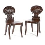 A PAIR OF REGENCY MAHOGANY HALL CHAIRS ATTRIBUTED TO GILLOWS, EARLY 19TH CENTURY each with a