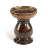 A GEORGE III TREEN LIGNUM VITAE POUNCE POT LATE 18TH CENTURY of typical form with a pierced screw-