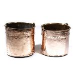 TWO SIMILAR DUTCH COPPER AND BRASS COAL OR LOG BUCKETS LATE 19TH CENTURY each of riveted,