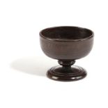 A GEORGE II TREEN LABURNUM SALT MID-18TH CENTURY with a wide shallow bowl on a knopped stem and