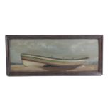 A HALF-BLOCK DIORAMA MODEL OF A COBLE PROBABLY LATE 19TH CENTURY the wooden hull with painted